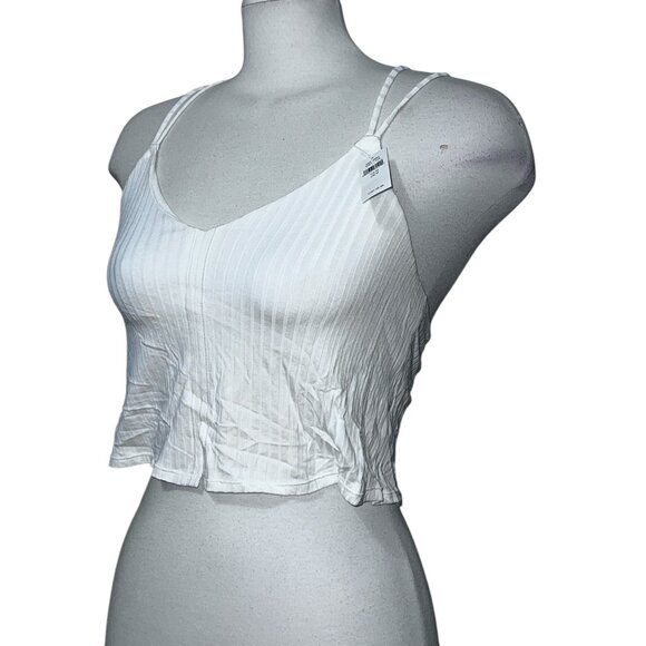 Aerie Womens Ribbed Crop Top With Lace Back Detail Sz Medium Womens Built in Bra - Picture 6 of 13